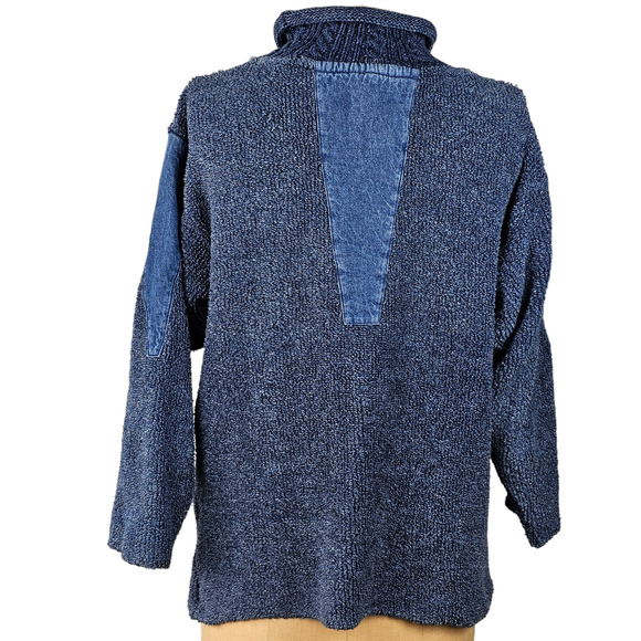 Blue Willi's cotton Indigo dyed roll neck oversized pullover sweater size Small - Picture 2 of 11